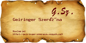 Geiringer Szeréna névjegykártya